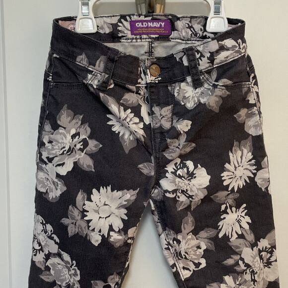 Old Navy Girls Floral Rockstar Jeggings Crop Size 7 Regular - Picture 2 of 11